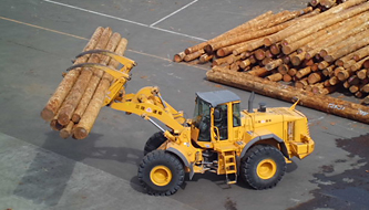 Unloading timber